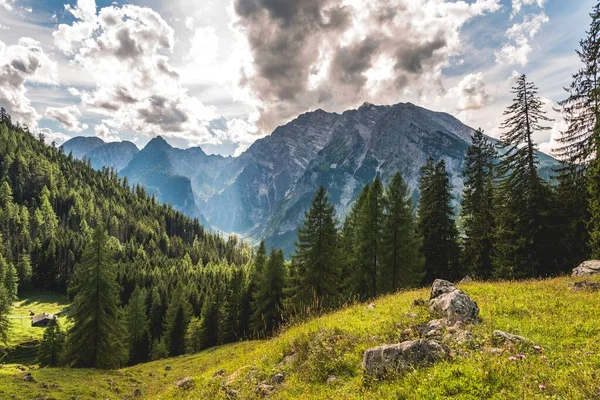 Blick Auf Den Watzmann Nationalpark Berchtesgaden Berchtesgadener Land Oberbayern Bayern — Stockfoto