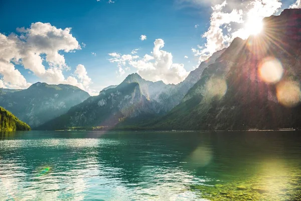 Utsikt Över Sjön Knigssee Brygga Kessel Berchtesgaden Nationalpark Berchtesgadener Land — Stockfoto