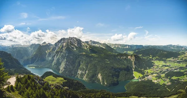 Pohled Knigssee Watzmann Schnau Jenner Berchtesgaden National Park Berchtesgadener Land — Stock fotografie