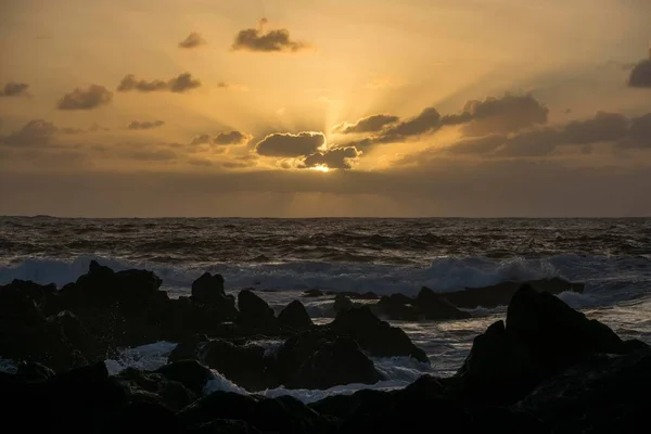 Ponta Dos Capelinhos Günbatımı Capelo Faial Adası Azores Portekiz Avrupa — Stok fotoğraf