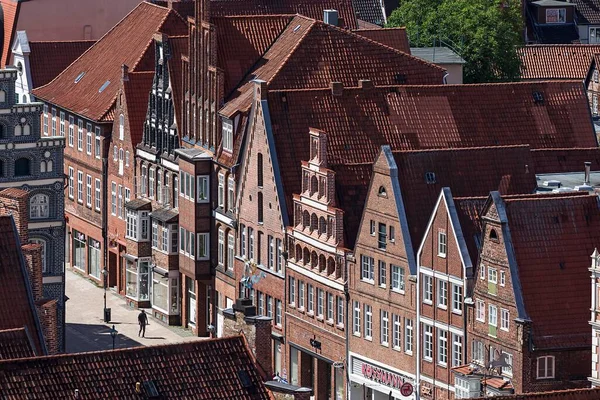 View Historic Gabled Houses Sande Lneburg Lower Saxony Germany Europe — Stock Photo, Image