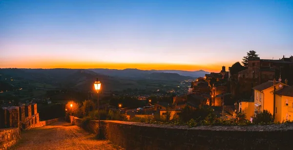 City Walls Townscape Old Town Sunset Orvieto Umbria Italy Europe — Stock Photo, Image
