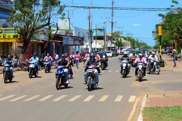 Motocicletas Tráfico Avenida Agustín Fernando Pinedo Concepcin Paraguay Sudamérica — Foto de Stock