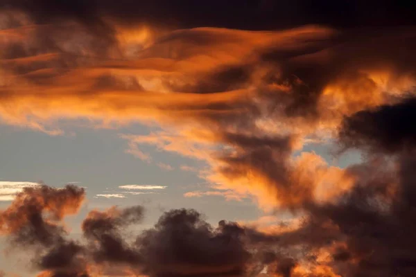 Wolken Orangefarbener Himmel Nach Sonnenuntergang Abendlicht Angra Heroismo Insel Terceira — Stockfoto
