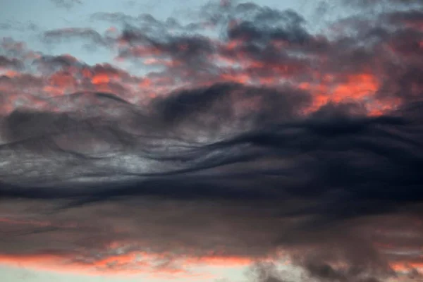 Wolken Rot Orange Verfärbte Wolken Nach Sonnenuntergang Abendlicht Angra Heroismo — Stockfoto