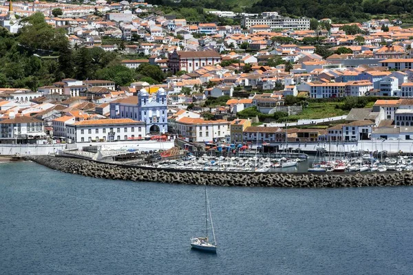 Blick Auf Angra Heroismo Mit Hafen Insel Terceira Azoren Portugal — Stockfoto
