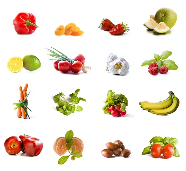 Colagem de frutas e legumes — Fotografia de Stock