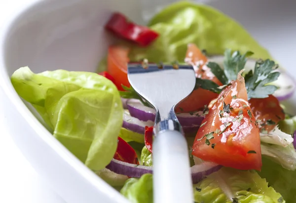 Salada mista no prato — Fotografia de Stock
