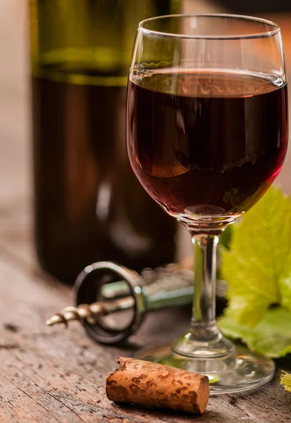 Vino tinto con hojas —  Fotos de Stock