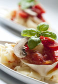 Картина, постер, плакат, фотообои "italian pasta with tomato sauce and mushrooms", артикул 18843837