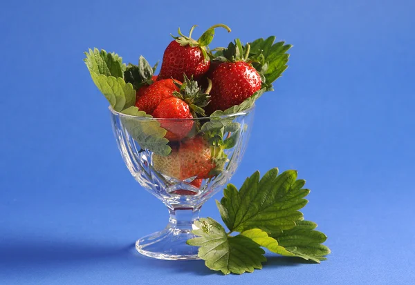 Aardbeien in de glazen kom — Stockfoto