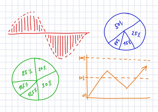 Desenho de gráfico sobre papel quadrado —  Vetores de Stock