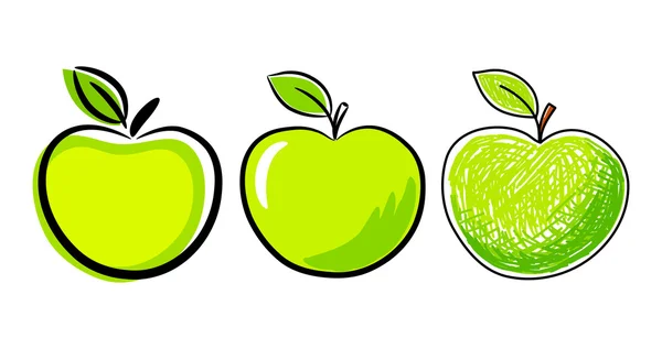 Collection of green apples — Stock Vector