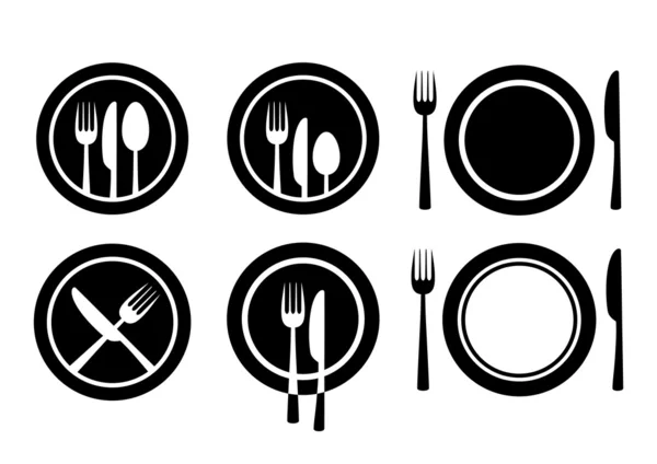 Assiette et couverts — Image vectorielle