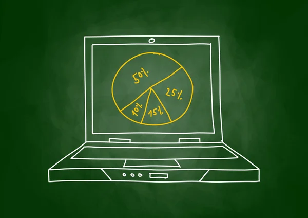 Tekening van laptop op blackboard — Stockvector