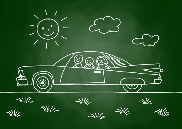 Tekening van de auto op blackboard — Stockvector