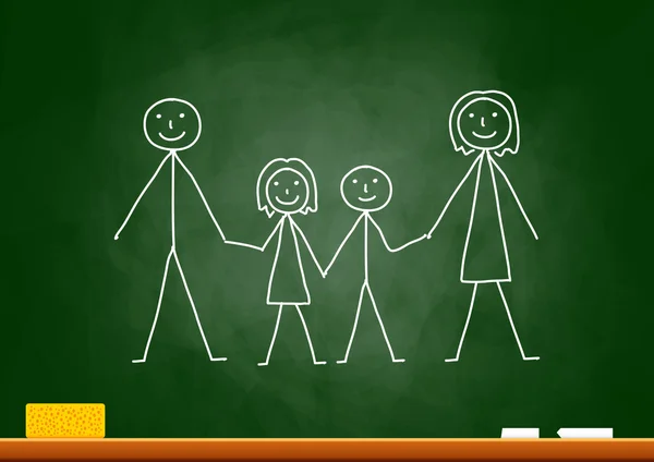 Tekening van de familie op blackboard — Stockvector