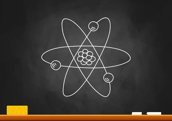 Drawing of atom on blackboard — Stock Vector