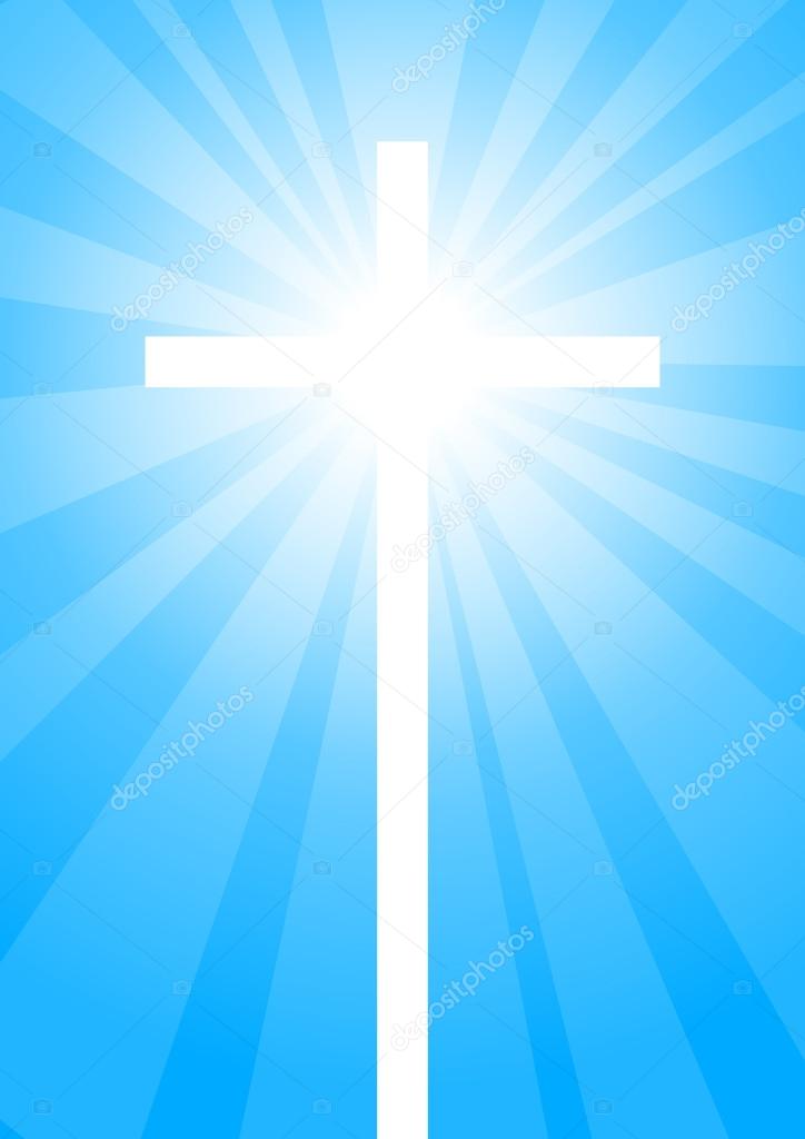 Cross on blue background