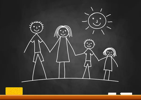 Tekening van de familie op blackboard — Stockvector