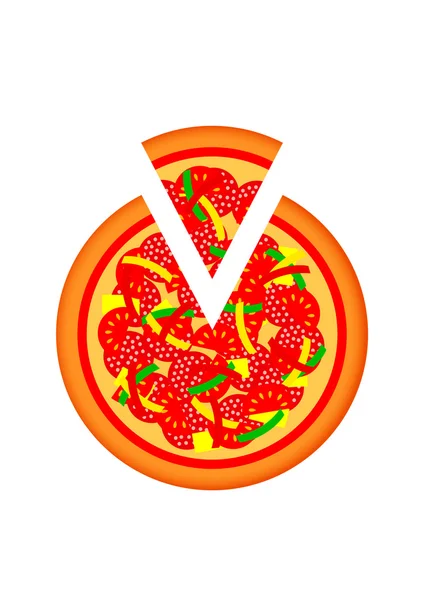 Pizza auf weißem Hintergrund — Stockvektor