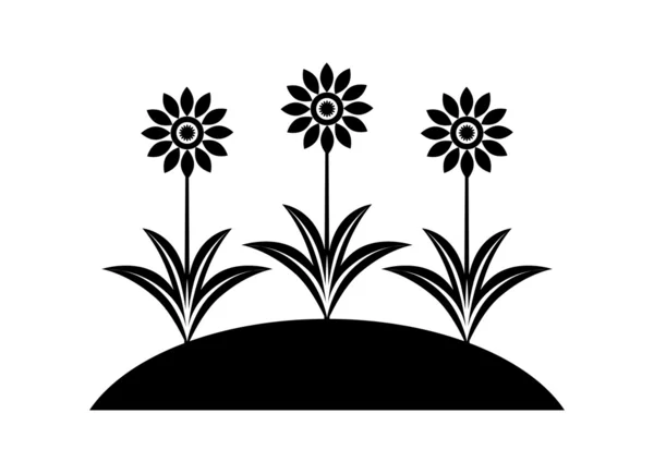 Ikone schwarzer Blumen — Stockvektor