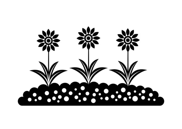 Zwarte bloem pictogram — Stockvector