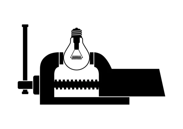 Лампочка в тисках — стоковый вектор