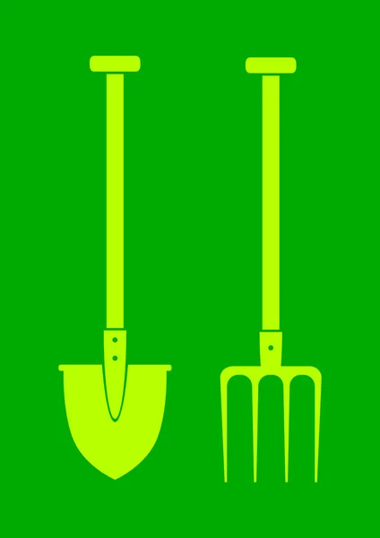 Espada y horquilla sobre fondo verde — Archivo Imágenes Vectoriales