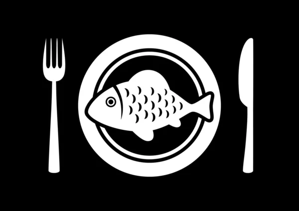 Poisson sur assiette en porcelaine — Image vectorielle