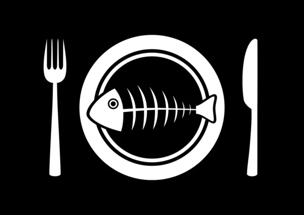 Ψάρια στο πιάτο πορσελάνης — Διανυσματικό Αρχείο