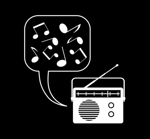 Rádio sobre fundo preto —  Vetores de Stock