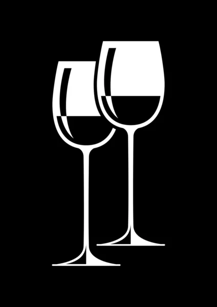 Weinglas auf schwarzem Hintergrund — Stockvektor
