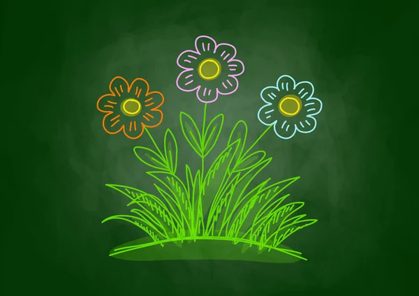 Kreslení květin na tabuli — Stockový vektor