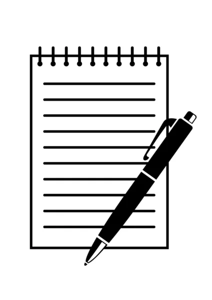 Schreibblock und Stift — Stockvektor
