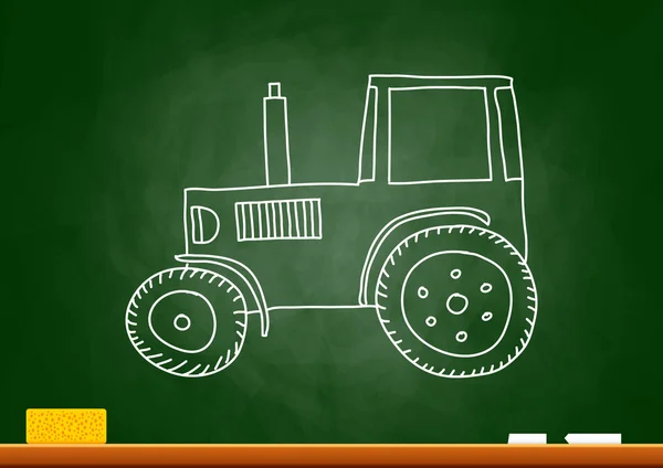 Dibujo del tractor en pizarra — Archivo Imágenes Vectoriales