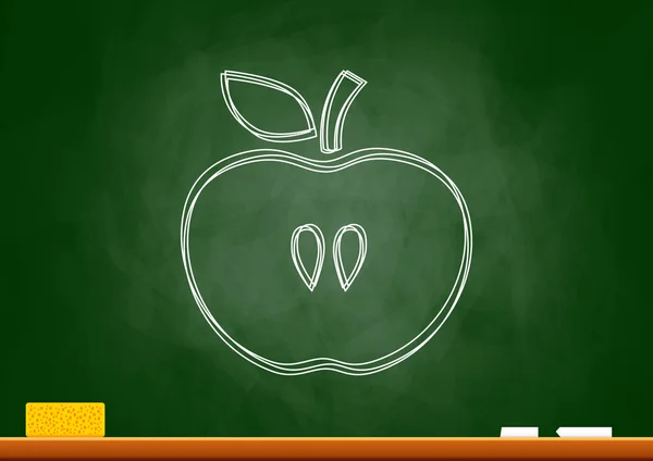 Disegno di mela su lavagna — Vettoriale Stock