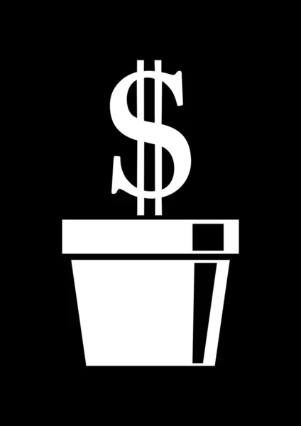 Dólar em vaso de plantas — Vetor de Stock