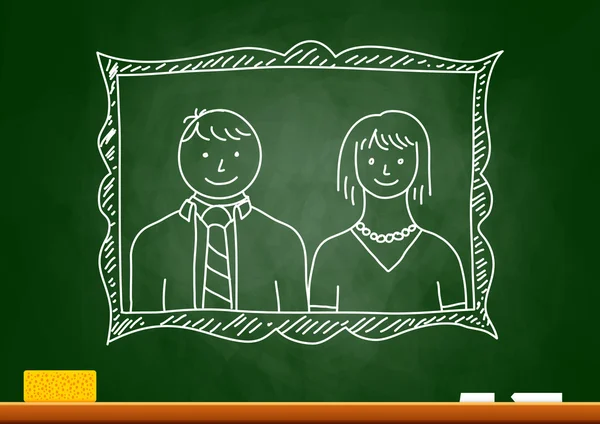 Parents portrait on blackboard — Stock Vector