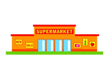 beyaz zemin üzerine süpermarket