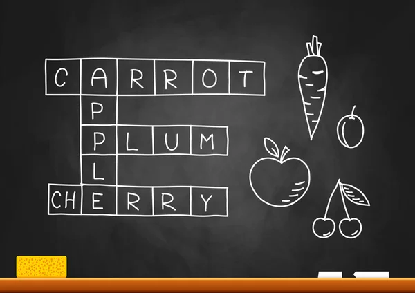 Fruit kruiswoordraadsel op blackboard — Stockvector