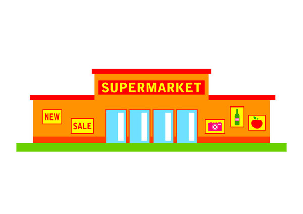 Супермаркет на белом фоне
