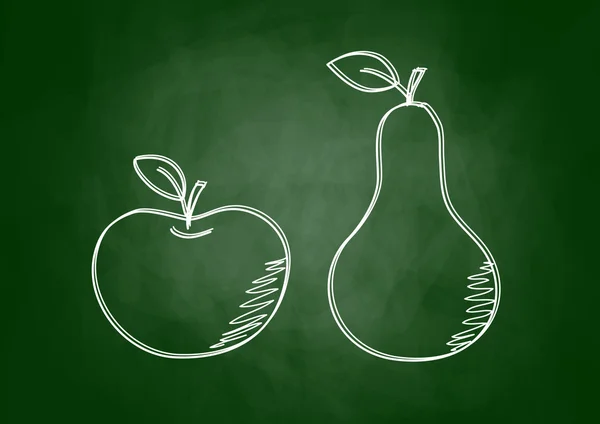 Fruit drawing on blackboard — Stock Vector