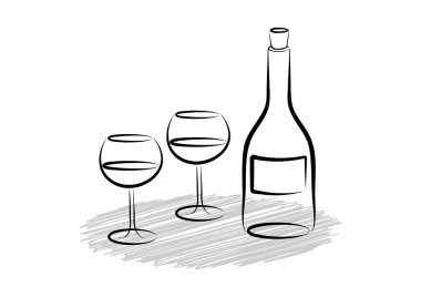 iki Şarap kadehi ve şişe