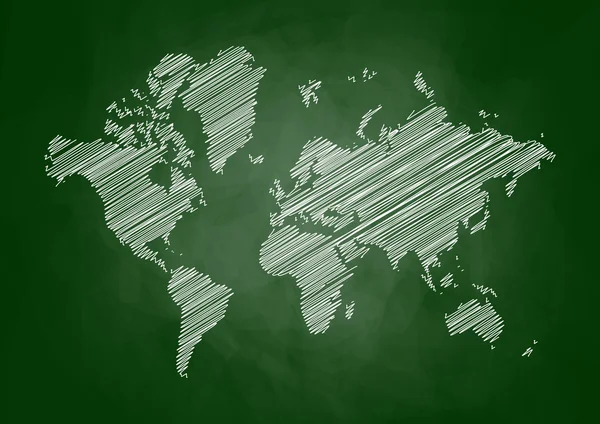 World map on blackboard — Stok Vektör