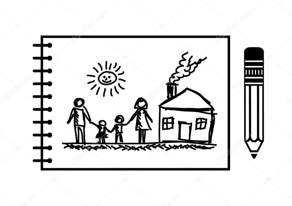 Drawing of family and house