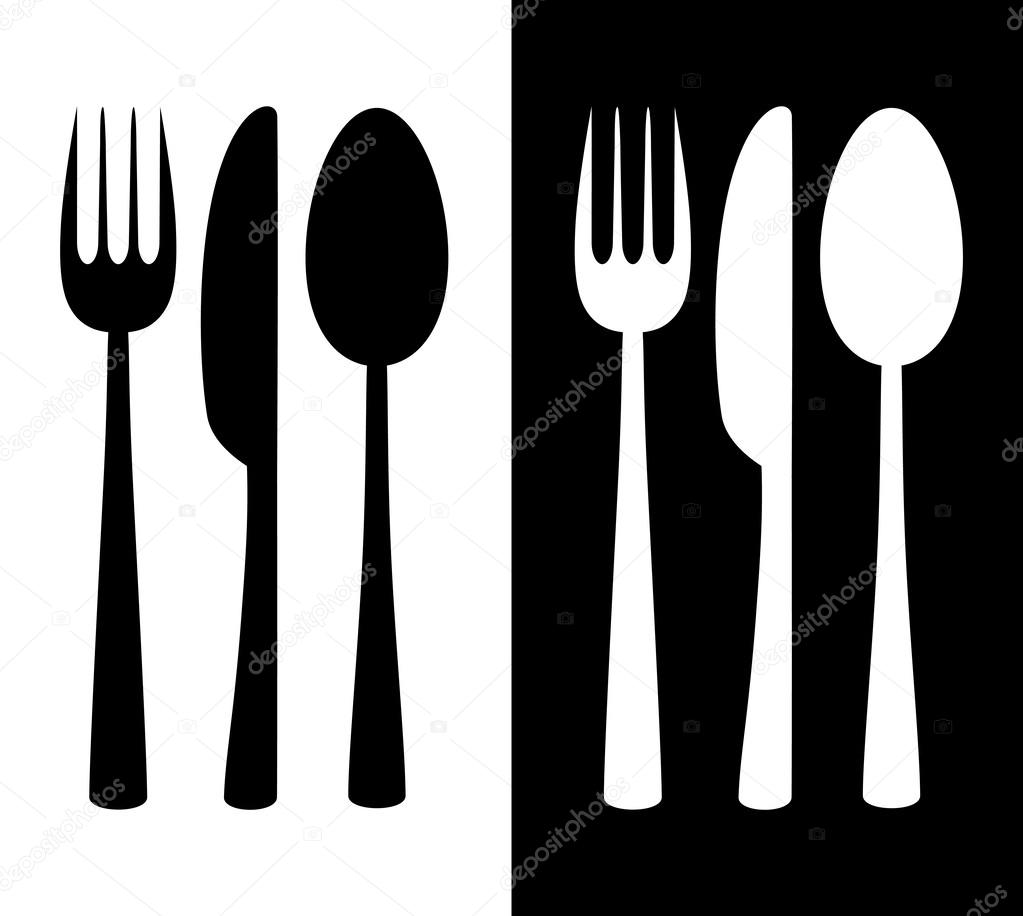 Black and white cutlery icon