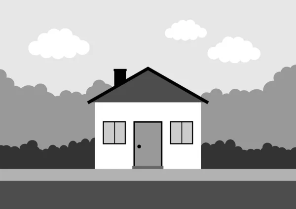 Zwart en wit huis — Stockvector