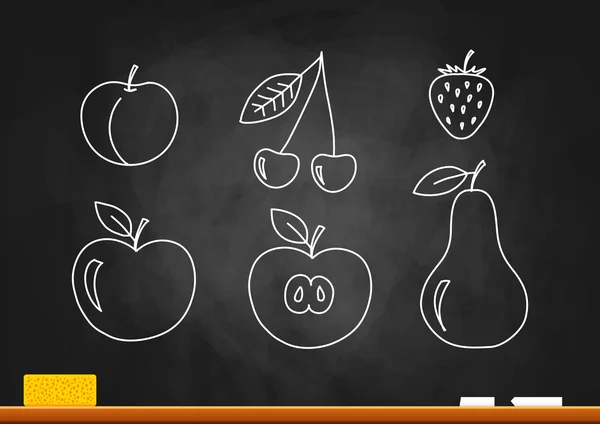 Fruit drawing on blackboard — Stock Vector