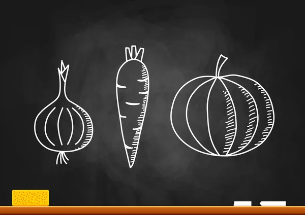 Dessin aux légumes sur tableau noir — Image vectorielle